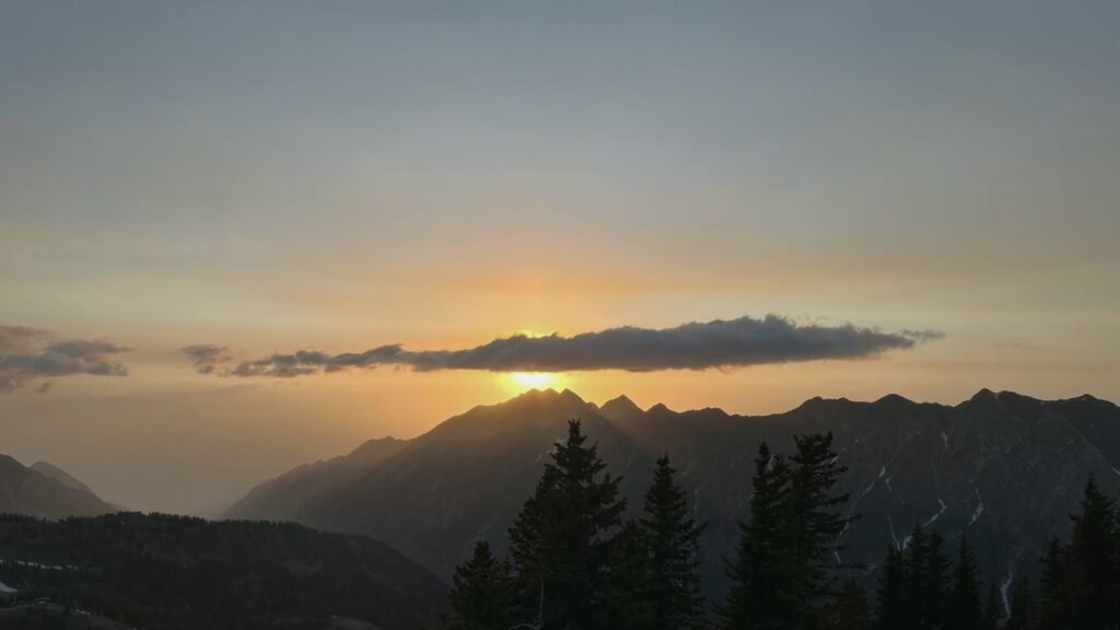 Mountain sunset over ridge line